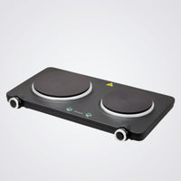 Westinghouse Double hot plate with safety warning label on a light grey background