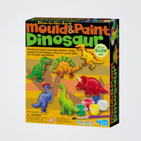 Box of 'Glow-in-the-Dark Mould & Paint Dinosaur' kit by 4M on a white background