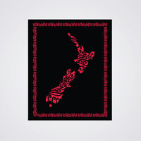 NZ Map Black and Red Blanket