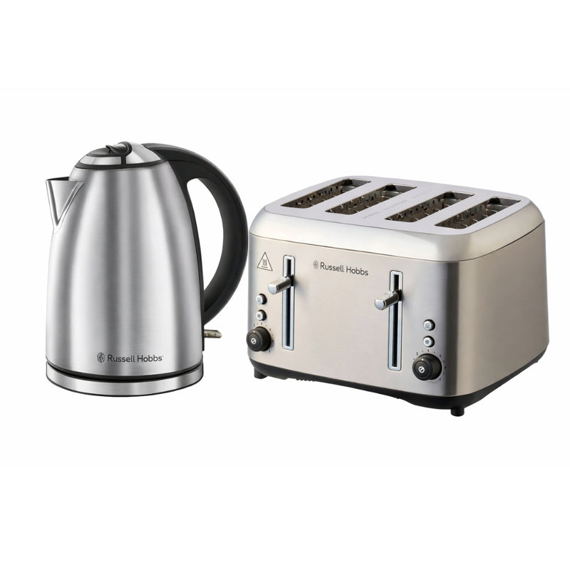 Russell Hobbs Addison Toaster & Montana Kettle Combo – Brushed Stainless Steel
