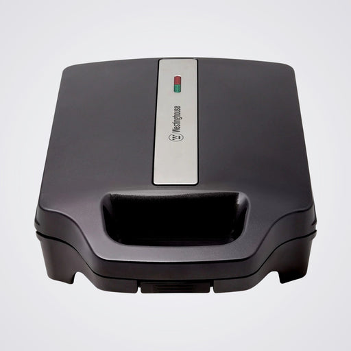 Black sandwich maker with Westinghouse logo on a Light background