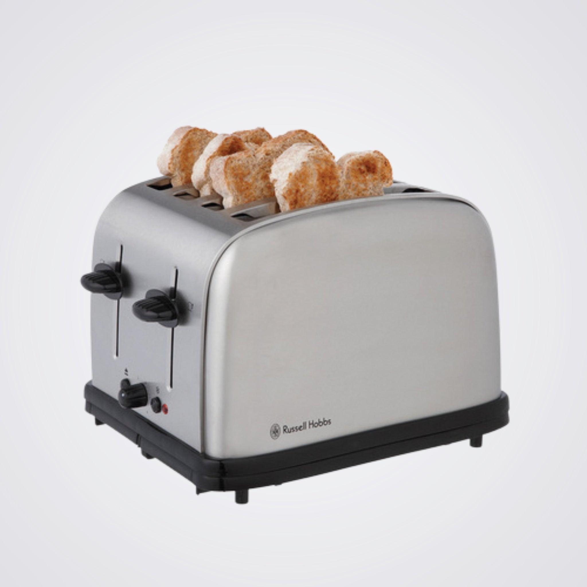 Toaster with four pieces of Bread on a Light background