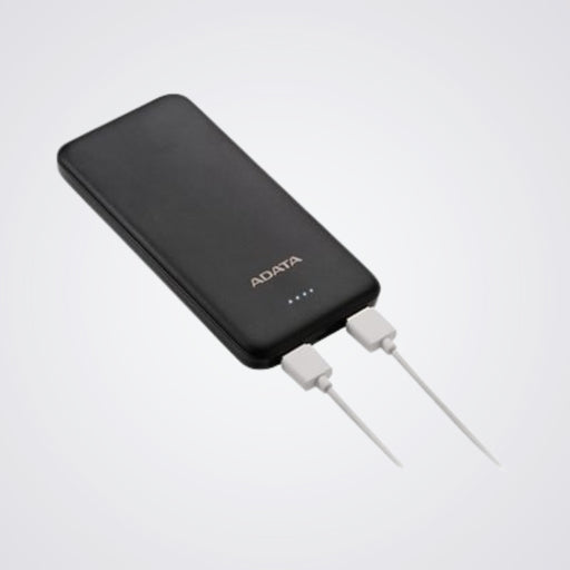 Black power bank with 'Adata' branding on a Light background