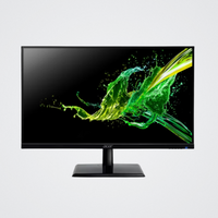 Monitor with a colorful splash design on the screen against a white background