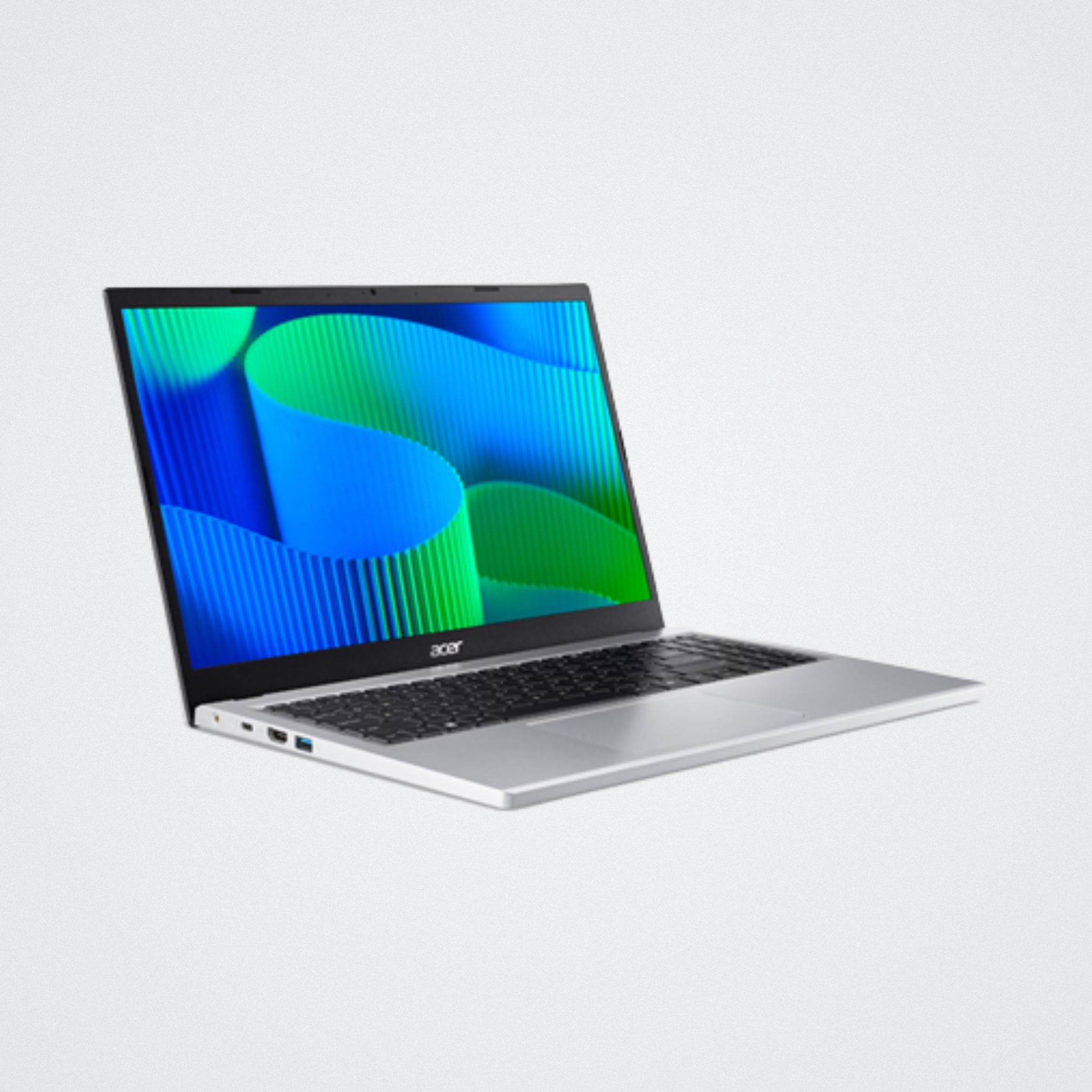 Laptop with a colorful display on a light gray background