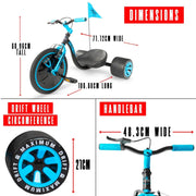 Madd Gear Drift Trike dimensions, drift wheel and handlebar sizes