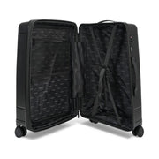 Black suitcase with open lid on a white background