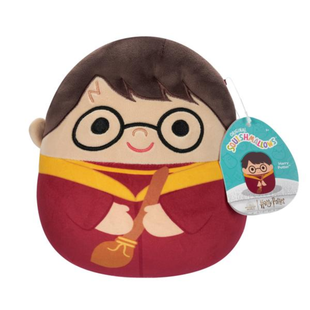 Plush toy resembling a character from Harry Potter with a tag on a white background