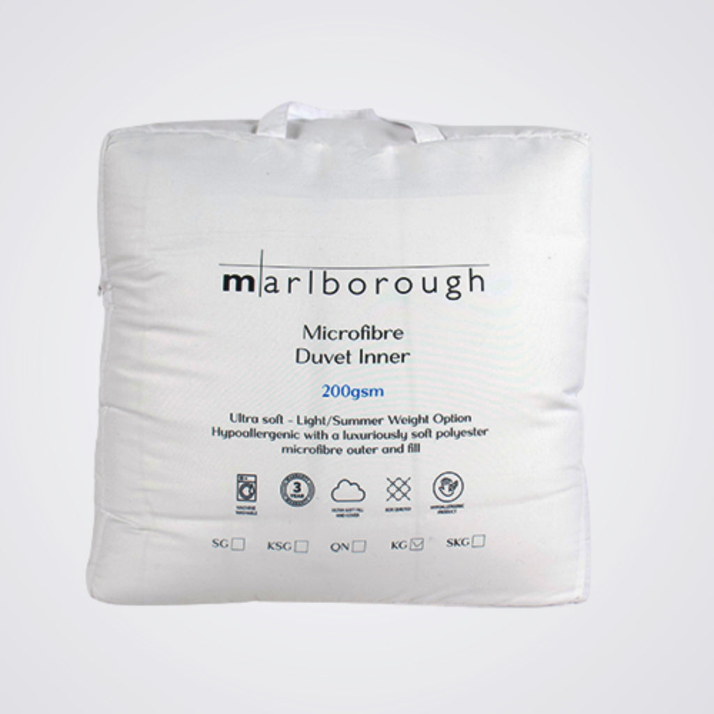 Marlborough microfibre duvet inner packaging on a light background