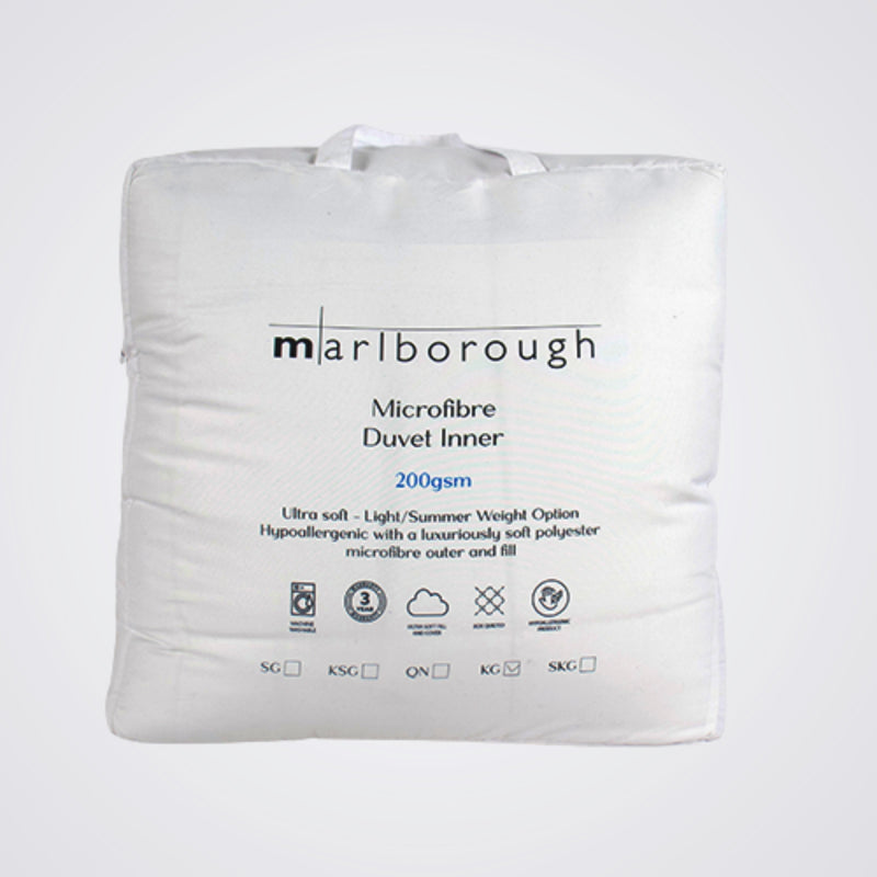 Marlborough microfibre duvet inner packaging on a light background