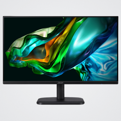Acer monitor with a colorful abstract design on the screen against a white background