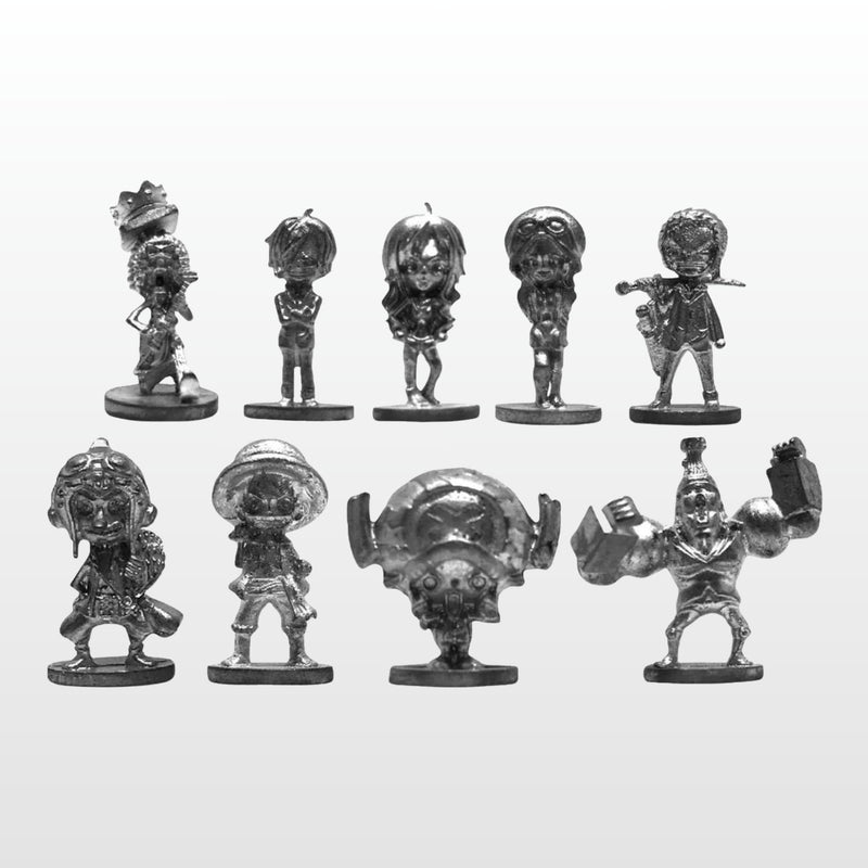 Silver One Piece character tokens from One Piece Monopoly