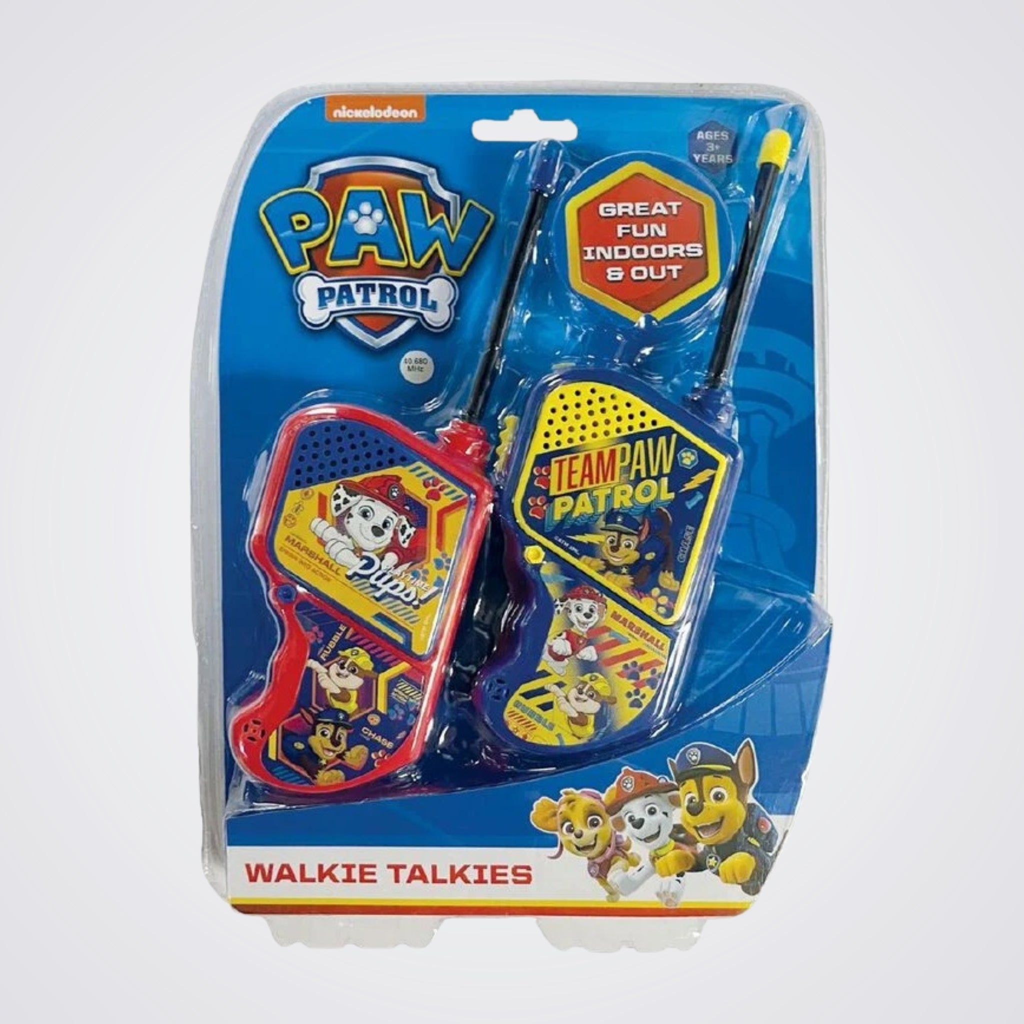 Paw Patrol walkie talkies in packaging on a background