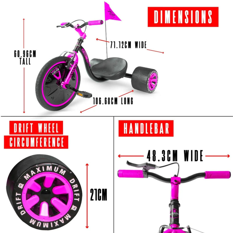 Madd Gear Drift Trike dimensions, drift wheel and handlebar sizes