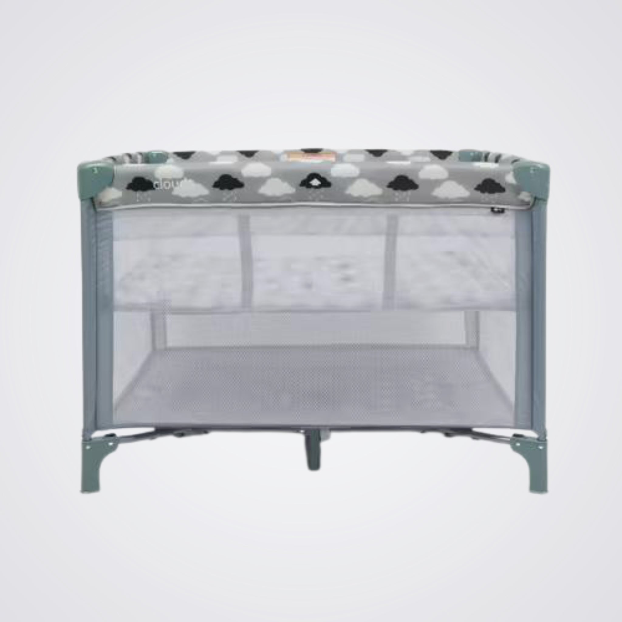 Baby playpen with cloud pattern on a Light background
