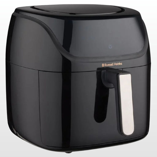 Russell Hobbs SatisFry 8L air fryer in black with a brushed steel handle
