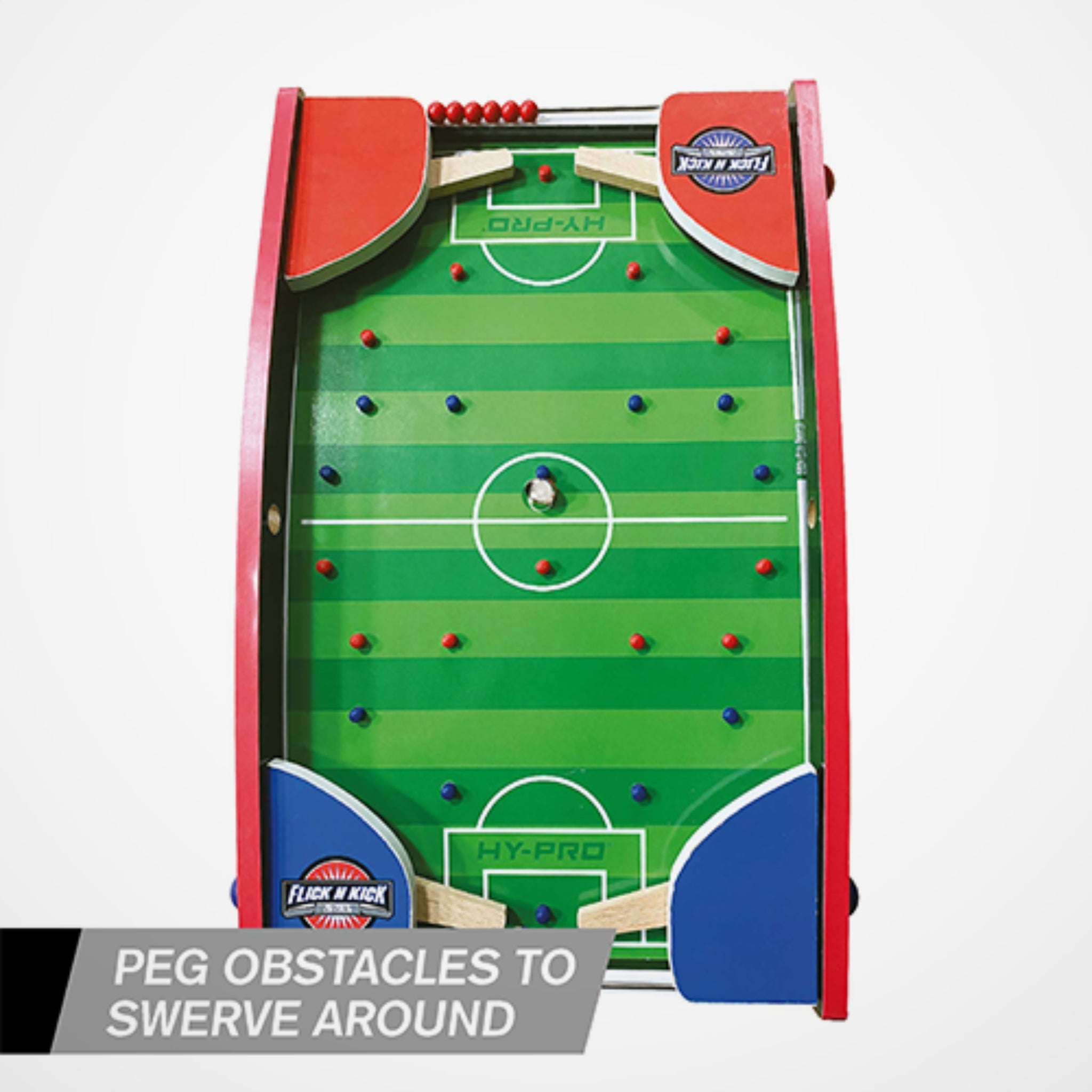 Wooden & Plastic Mini Soccer/Football Table Game. Red Blue Teams, Green Pitch. 