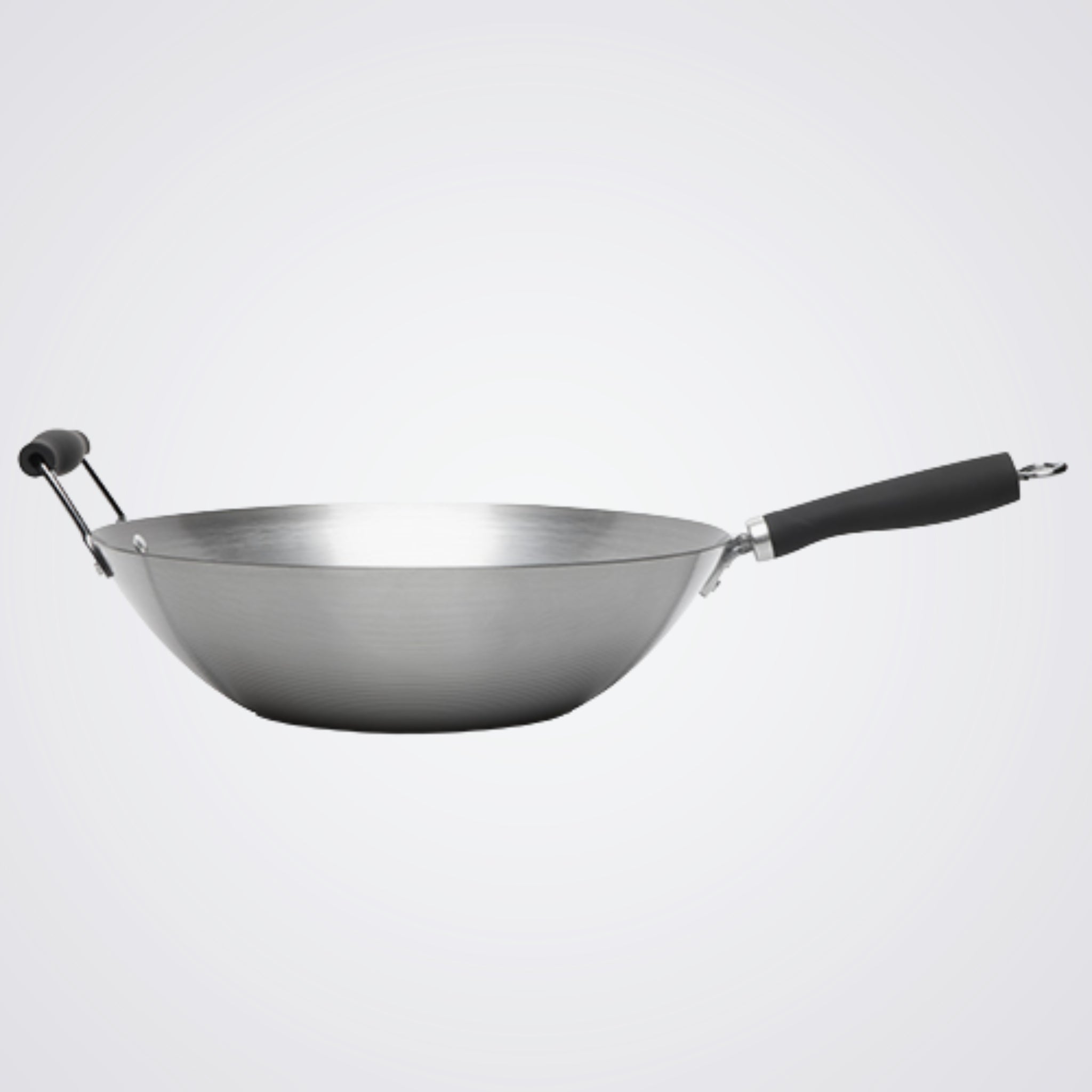 Carbon Steel Wok Black Rubber Handles 