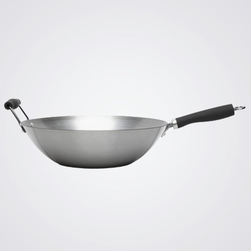 Carbon Steel Wok Black Rubber Handles 