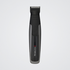 Black and gray Remington hair trimmer on a light gray background