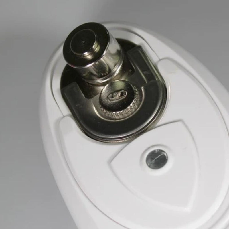 Underside of the Touch and Go can opener showing the cutting wheel
