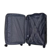 Open black suitcase on a white background