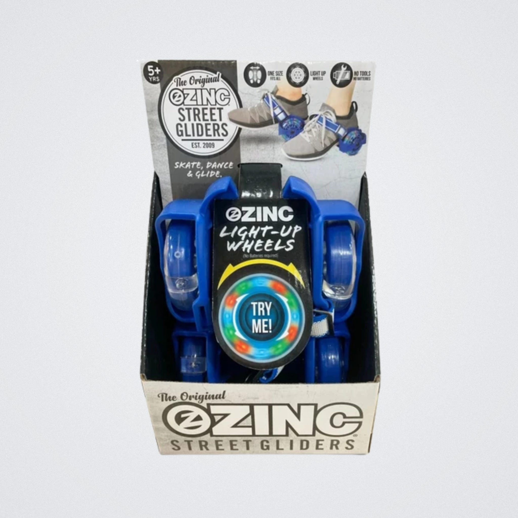 OZINC Street Gliders light-up wheels packaging on a white background