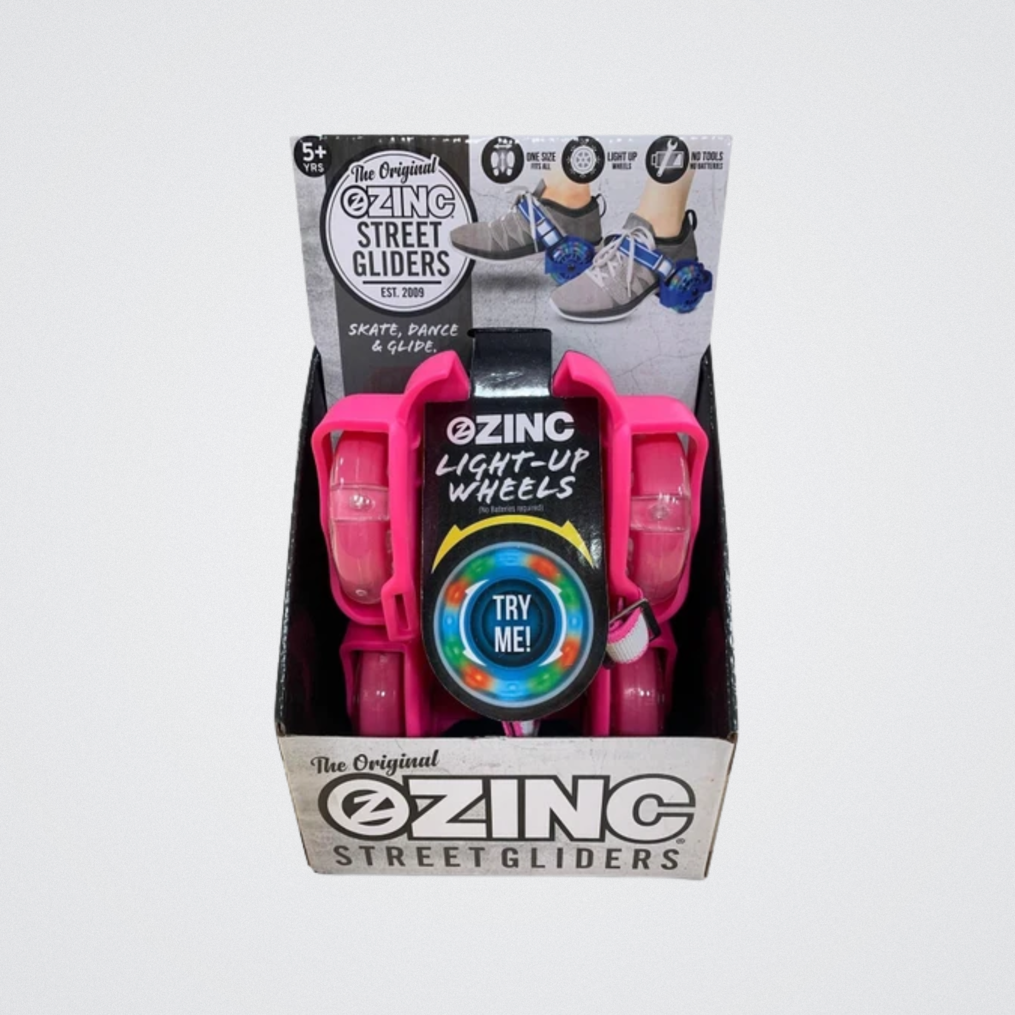OZINC Street Gliders light-up wheels packaging on a white background
